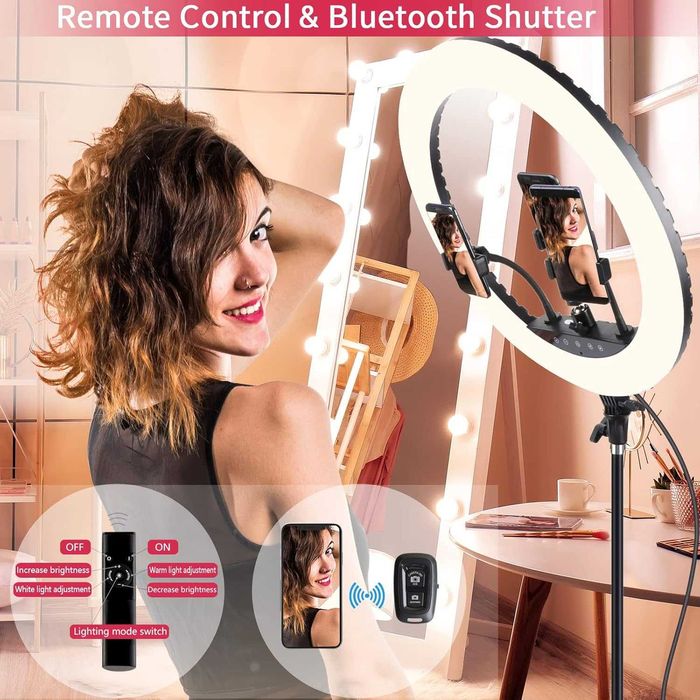 Luz de Estudio XL - 21" Ring Light com Tripé e Comando