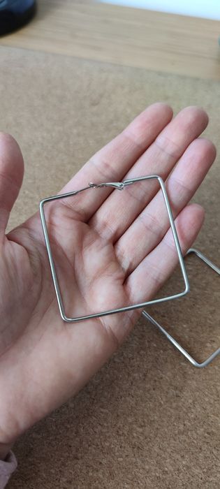 Zestaw kolczyków kwadraty koła srebrny złoty earrings