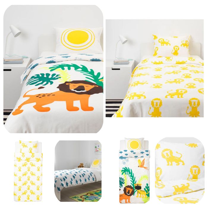 Постільна білизна IKEA DJUNGELSKOG дитяча лев простирадло KNOPPA