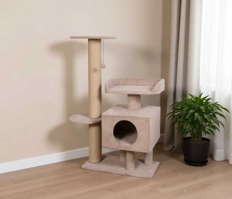 когтеточка большая для Мейн Куна с лежанкой домик для кота