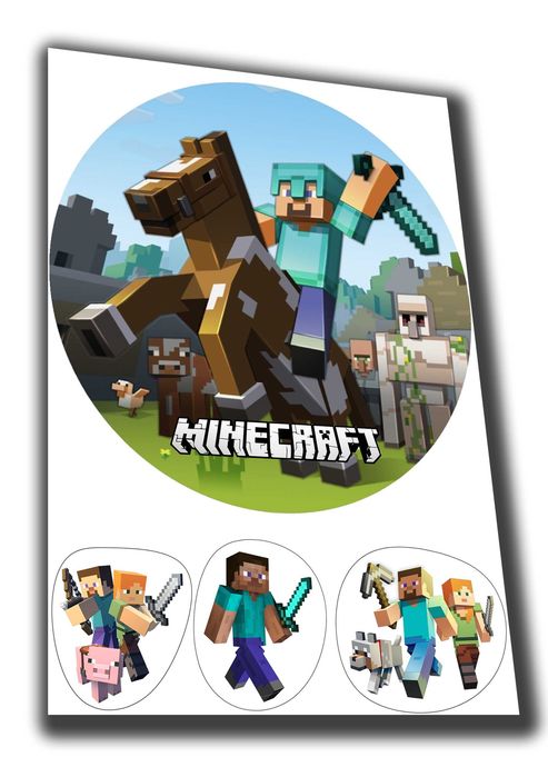 Opłatek gruby 0,6mm. Połysk okrągły średnica 20cm. Minecraft