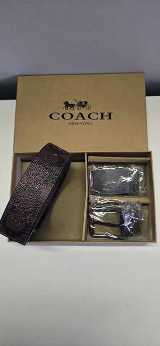 Zestaw Coach Pasek skórzany  2x klamra