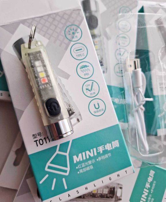 Ліхтар акумуляторний наключник FY11/T011 прозорий фонарь брелок, USB-C