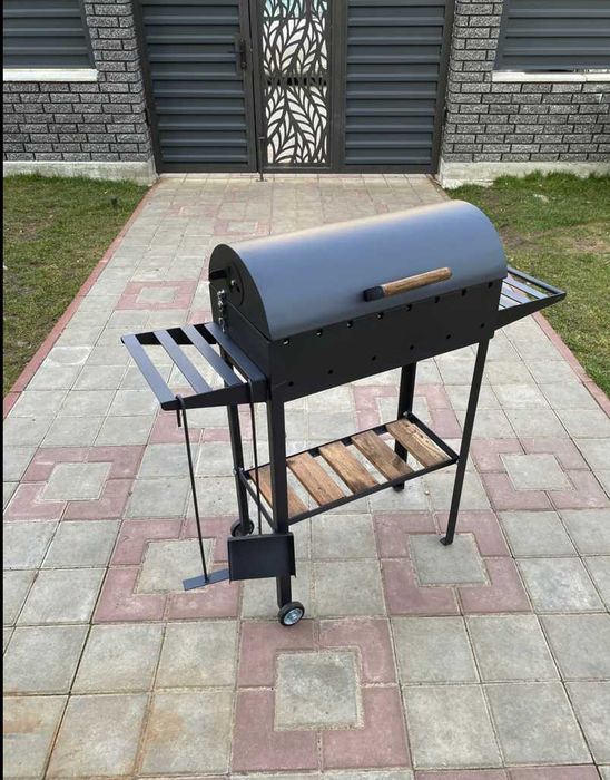 Мангал для домашнього шашлику з кришкою метал 4 мм на 8 шампурів