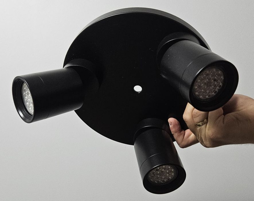 Kinkiet okrągły lampa sufitowa na trzy, czarny