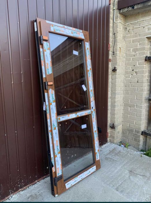 Drzwi PCV zewnętrzne sklepowe biurowe taras antracyt białe złoty dąb