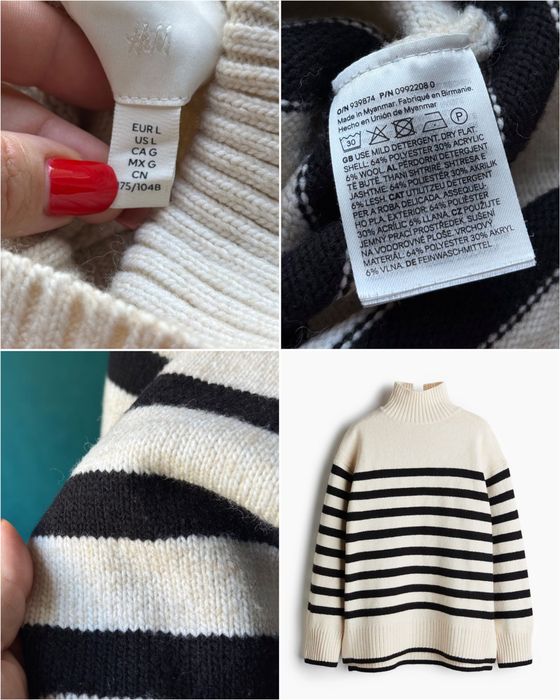 Светр жіночий оверсайз l XL H&M висока горловина