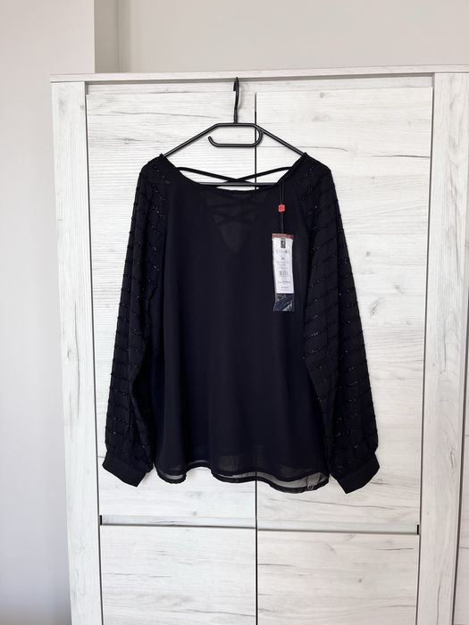 Czarna bluzka z długim rękawem 44 monnari elegancka nowa