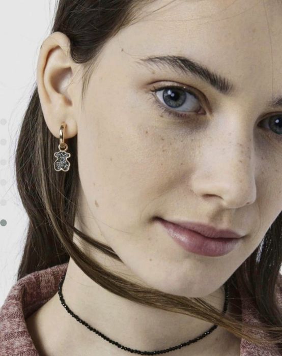 Kolczyki z misiem różowe srebro vermeil 925