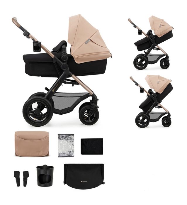 Kinderkraft Moov 2 AIR - wielofunkcyjny wózek 2w1  z akcesoriami, pompowane koła