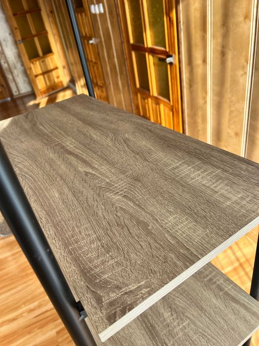 półka regał loftowy dąb metalowy czarny wysoki 4 półki drzwi przesuwne