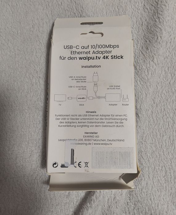 Adapter Ethernet USB-C do waipu.tv Stick – nowy