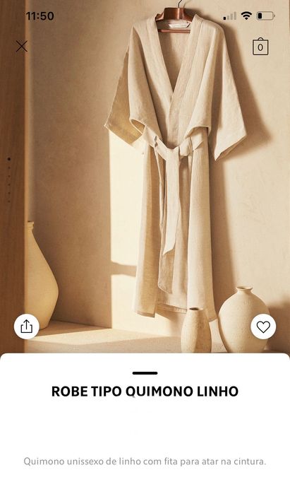 Robe Tipo Quimono Linho Zara Home NOVO Santo António •