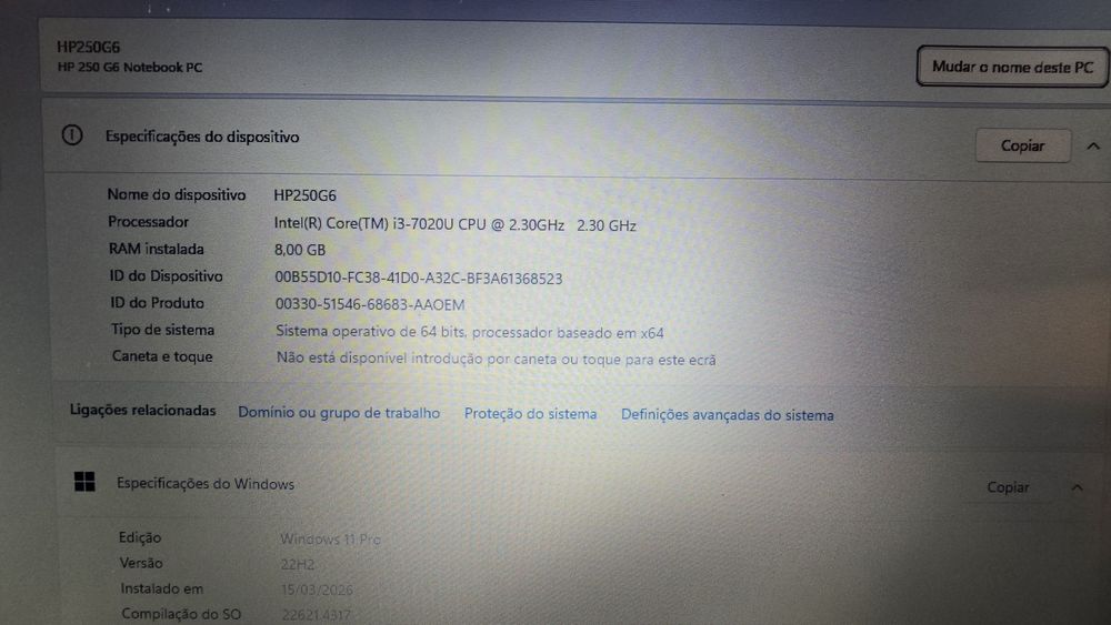 OPORTUNIDADE!!! HP 250 G6 | 8GB | 128GB SSD