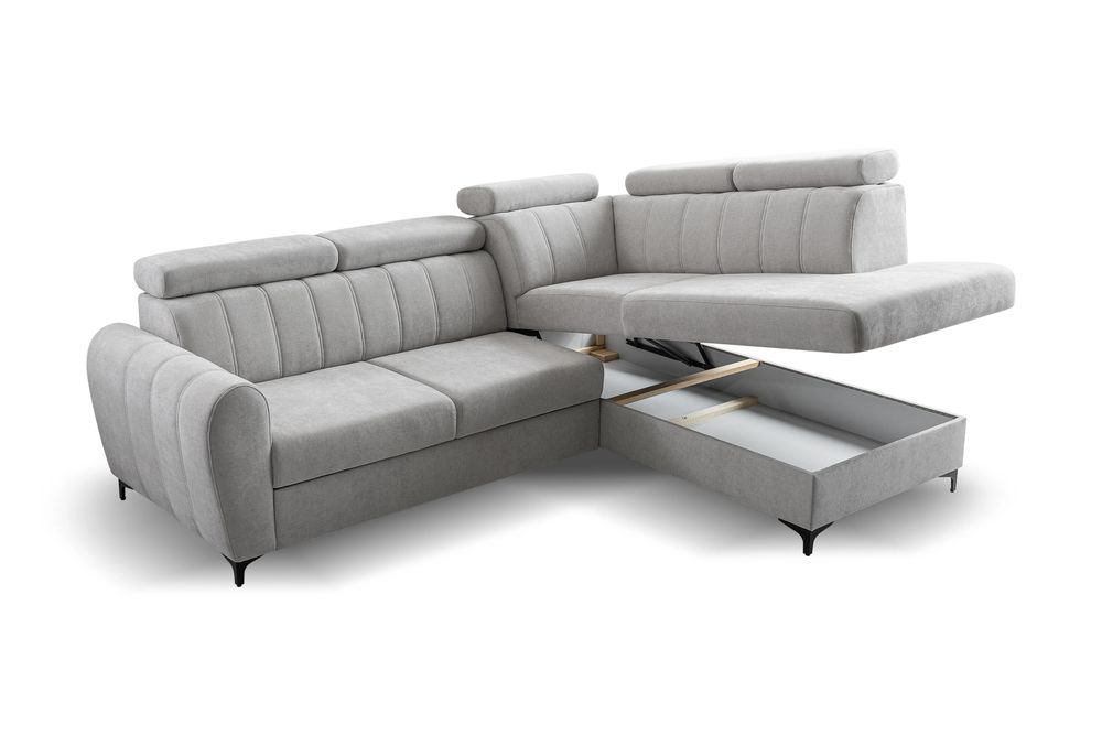 Narożnik FORIO L 262 x 200 - funkcja spania, pojemnik, ruchome zagłówki