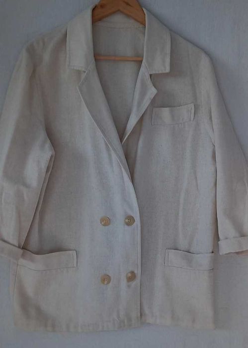 Casaco linho bege