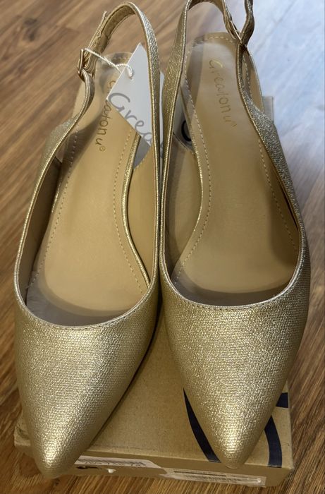 Czółenka damskie złote