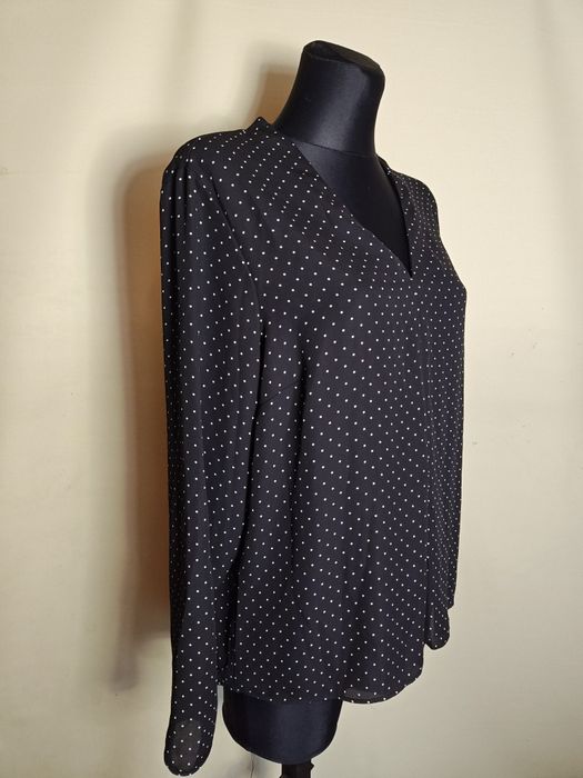 Elegancka czarna koszula w kropki XXL na lato