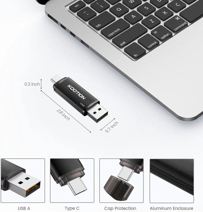 KOOTION Pamięć USB 128 GB, USB C Usb A 2in1 Pendrive