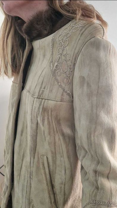 Casaco de couro camurça M novo