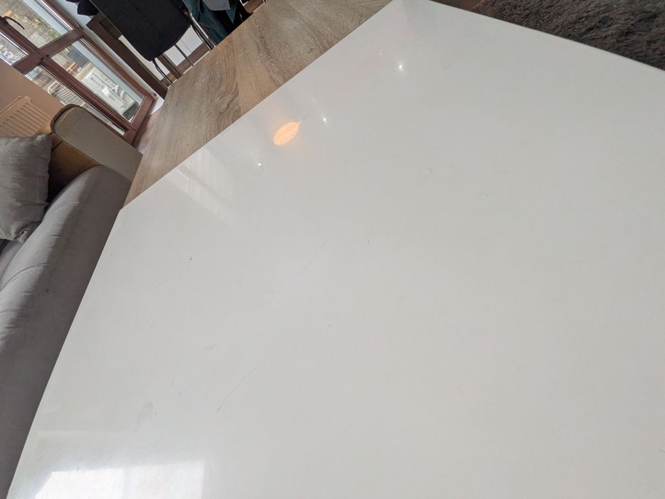 Ława do salonu  stolik kawowy szuflada rozkładana biały połys