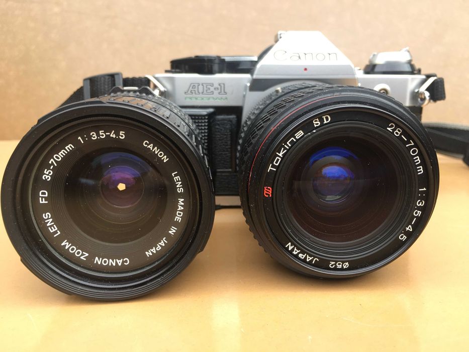 Aparat lustrzanka Canon AE 1 program +dodatki