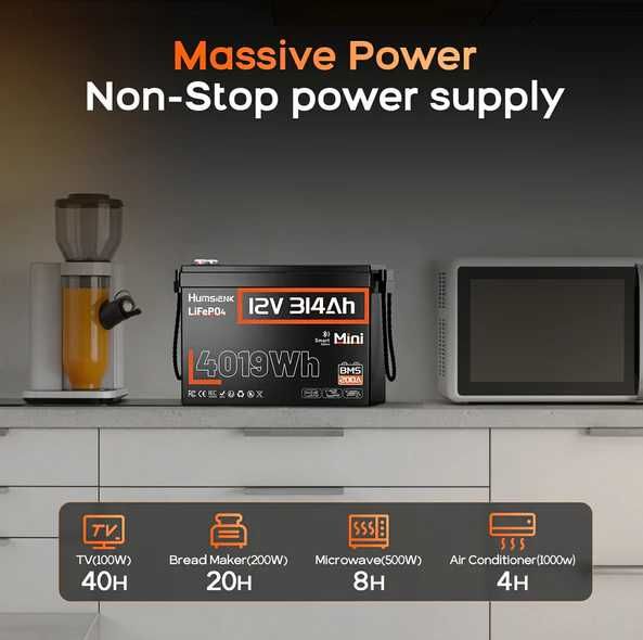 Акумулятор LiFePo4 Humsienk 12V 314Ah. 4,2 кВт  BMS + Bluetooth