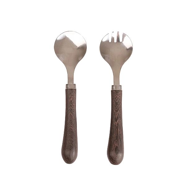 Sztućce do sałatek, drewno wenge/stal nierdzewna, 23 cm Astrid / Sagaf