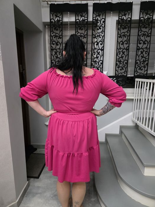 Sukienka Fuksjowa Święta Sylwester Plus Size