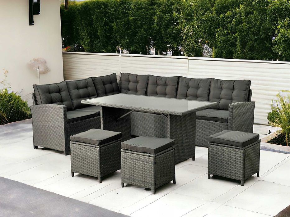 Narożnik Ogrodowy Technorattanowy Zestaw Mebli Ogrodowych 4 kolory