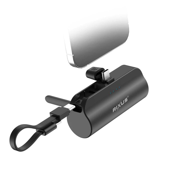 Mini Power Bank de Encaixe USB-C 5000mAh Preto