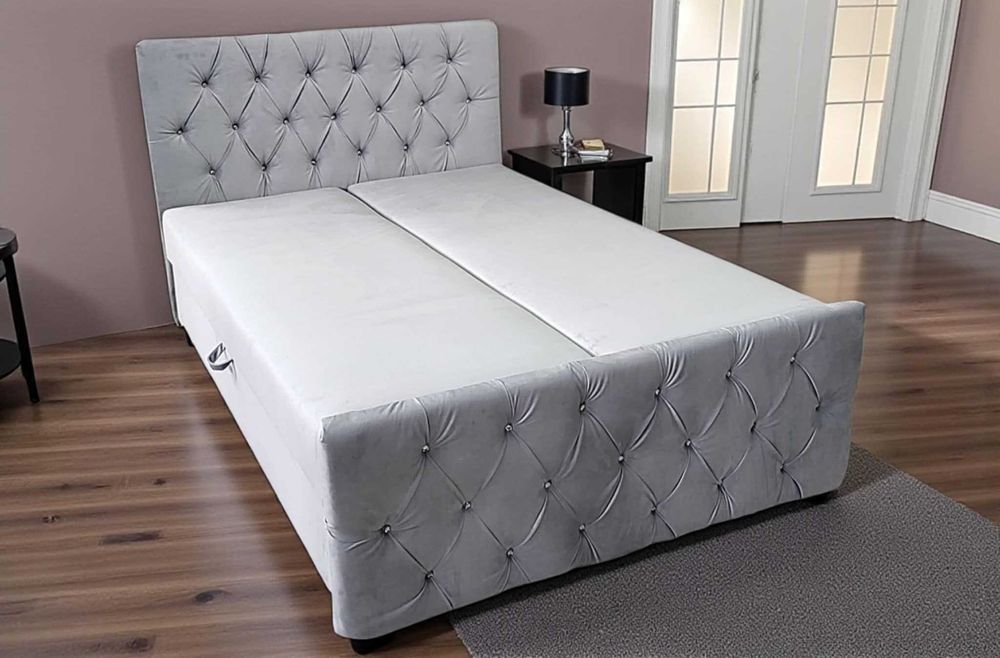 Łóżko do sypialni Glamour 160x200 Kontynentalne Dwa pojemniki materac