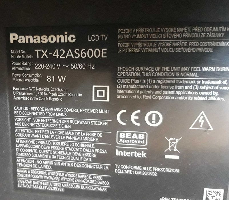 Zasilacz TNPA5916 1P z tv Panasonic TX-42AS600E