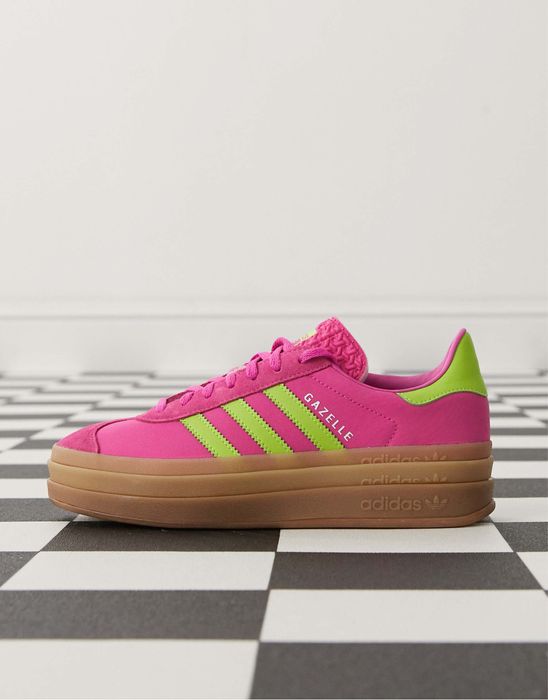 Жіночі adidas originals gazelle bold platform trainers in purple and green