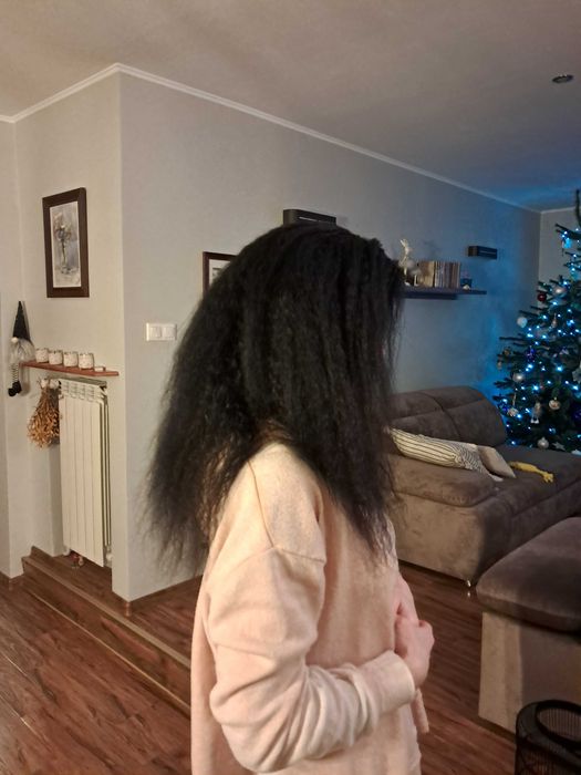 nowa peruka + rzęsy, długie czarne sztuczne włosy