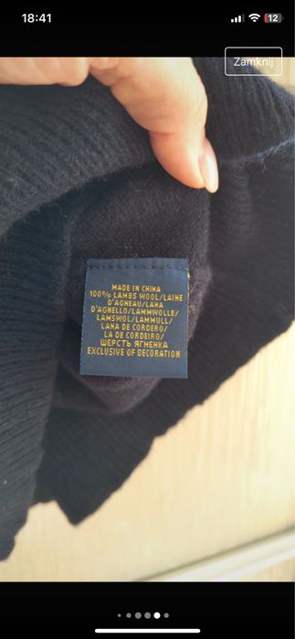 Sweter wełniany Ralph Lauren damski męski unisex granatowy
