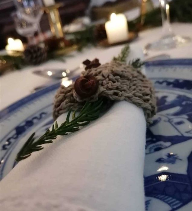 Argolas de guardanapo em crochet,  Feito à mão