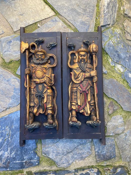 Portas Talhas Chinesas Templo Madeira entalhada China Séc XIX 69 cm