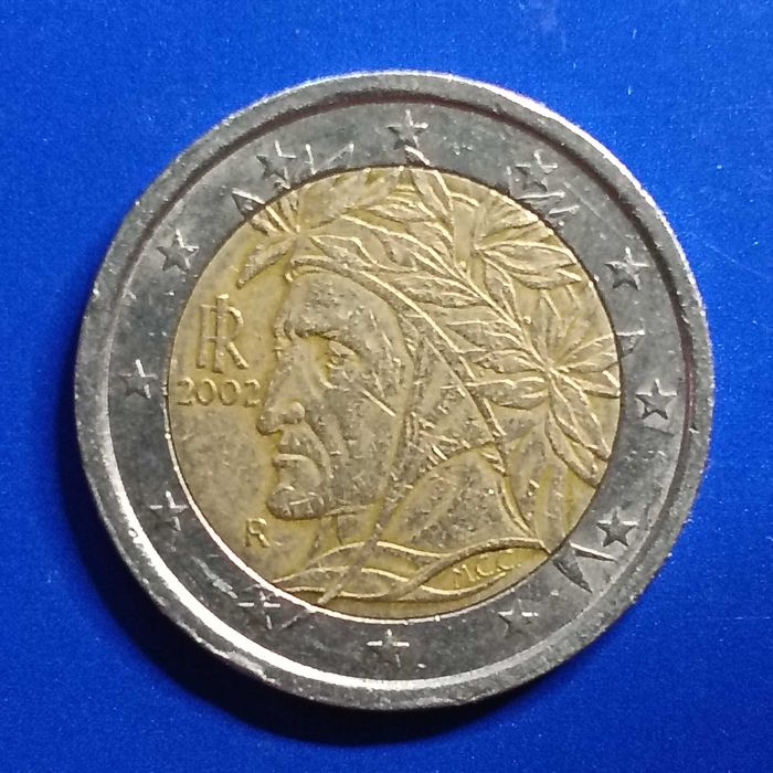 Moeda 2 Euros 2002 Italia com Defeito Raro