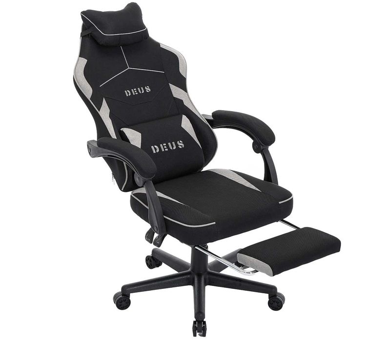 Fotel gamingowy biurowy DEUS EDGE Black | Miękka Tkanina | Relax