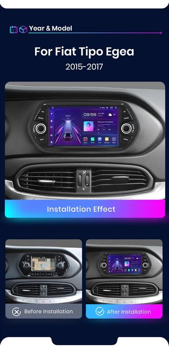 Rádio Android Auto Fiat Tipo 2015-18 Carplay GPS Wi-Fi 2/32GB NOVO