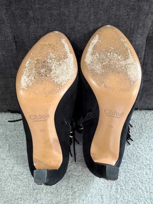 Chloé Heels Fringe Ankle Boots 39 buty na obcasie botki z frędzlami