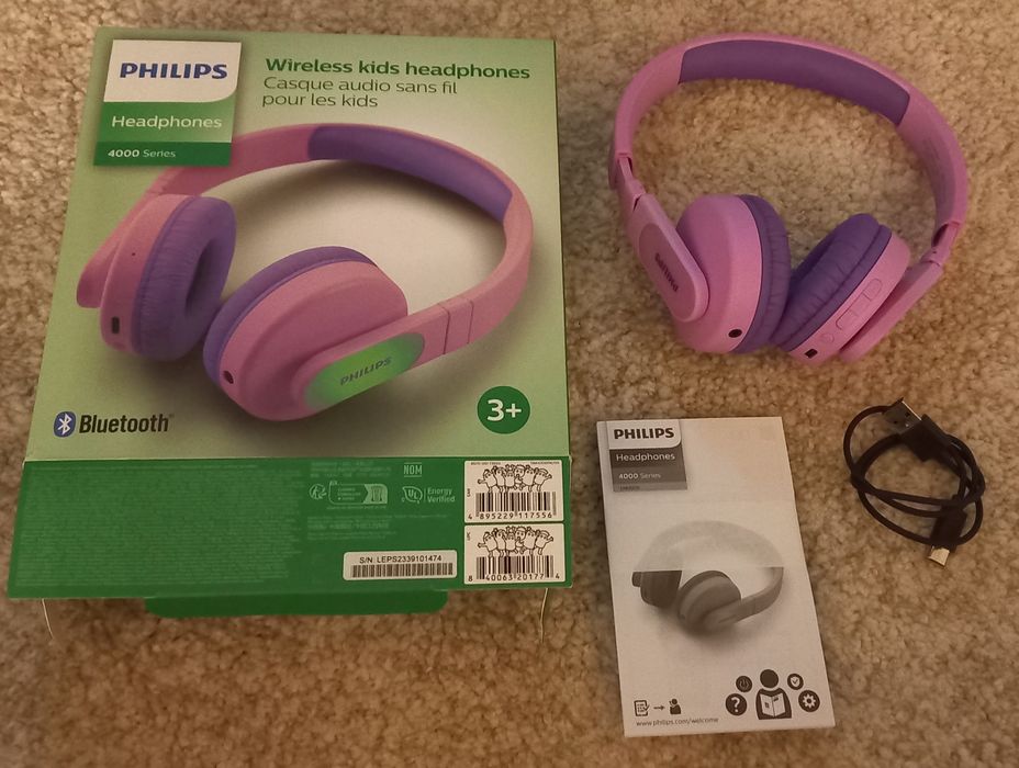 Auscultadores Bluetooth marca Philips em caixa para criança