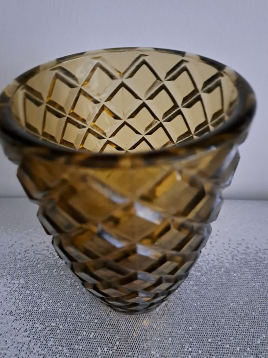 Designerski szklany wazon optyczny z czasów PRL