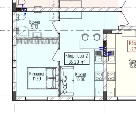 1-комнатная квартира по адресу Петефі Шандора пл. (площадь 35,3 м²) - Atlanta.ua - фото 2