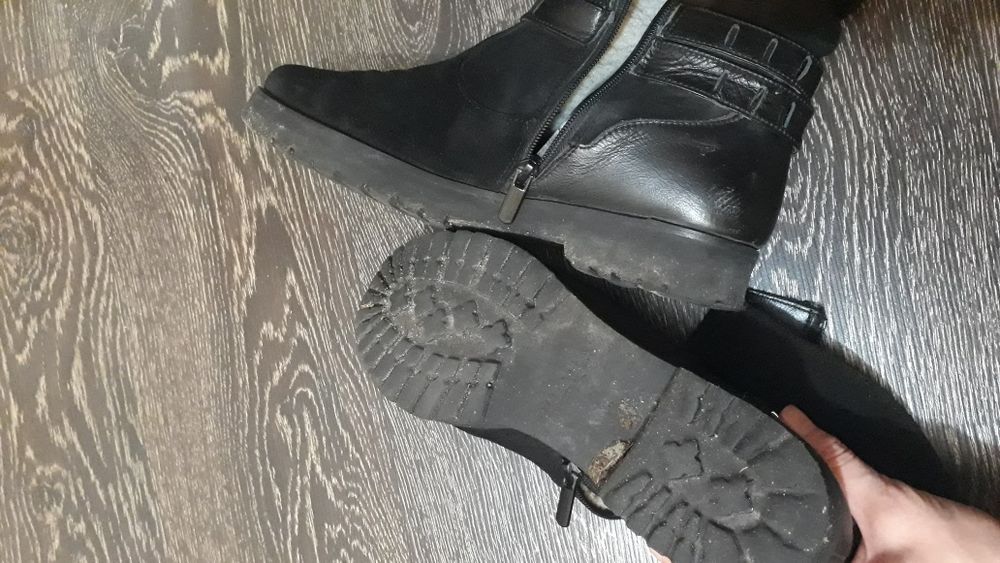 Сапоги ботинки кожа и замш внутри овчина