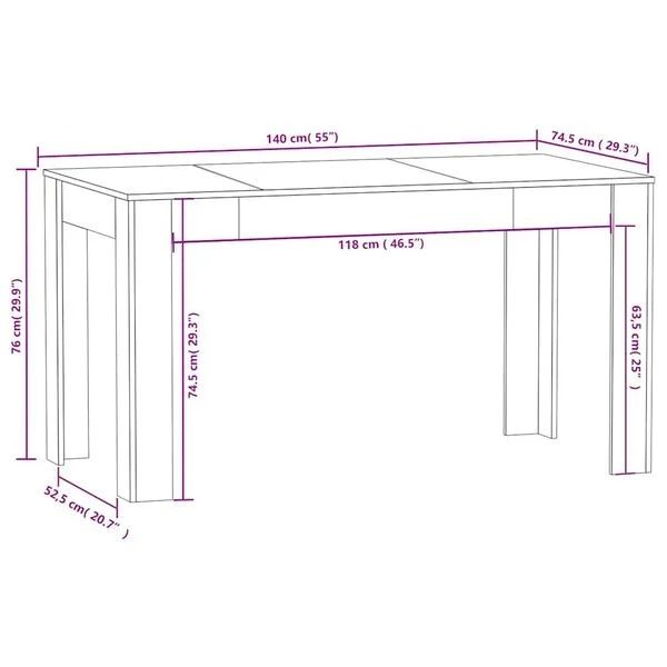 Mesa de jantar 140x74,5x76 cm contraplacado preto