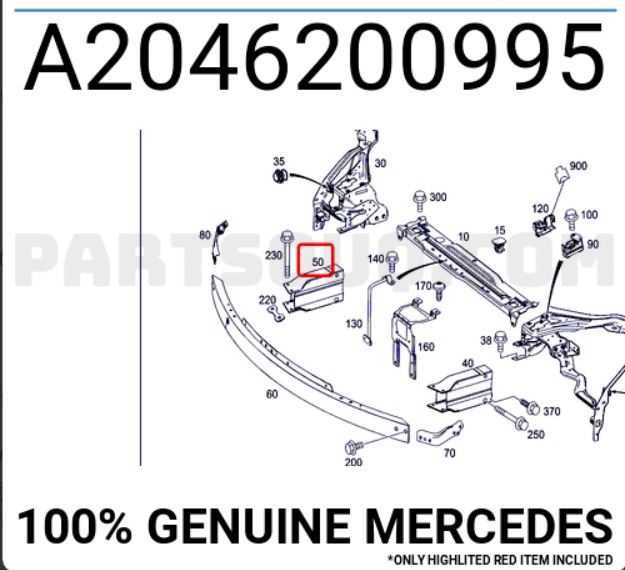 Mercedes W204 odbój, strefa zgniotu, absorber strona prawa przód.