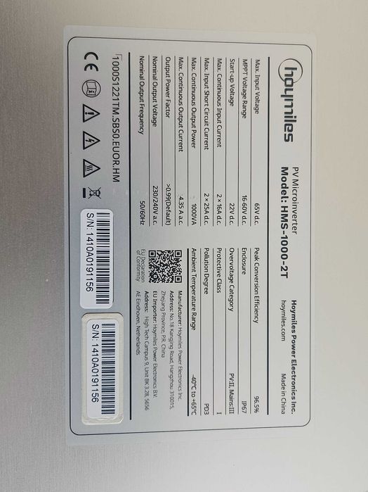 MICROINVERTER Hoymiles 1000w