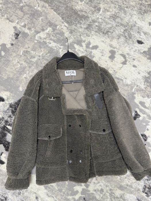 Сіра коротка шуба-куртка тедді M Raval бомбер